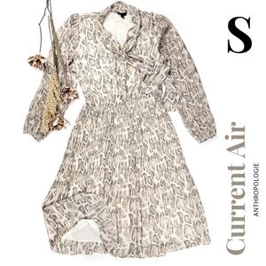 Anthropologie Current Air Snakeskin Print Sheer Lined Dress Size Small